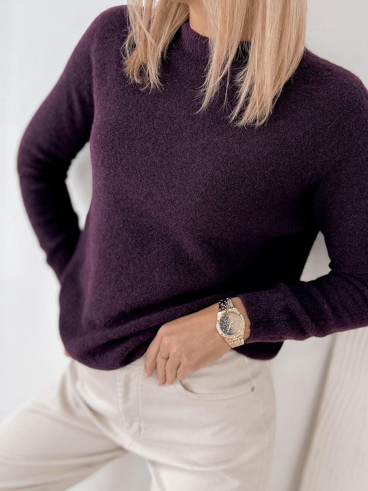 SWETER HARTFIELD CIEMNOFIOLETOWY