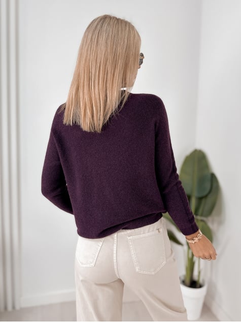 SWETER HARTFIELD CIEMNOFIOLETOWY