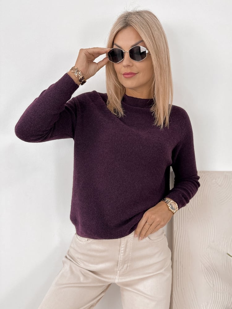 SWETER HARTFIELD CIEMNOFIOLETOWY