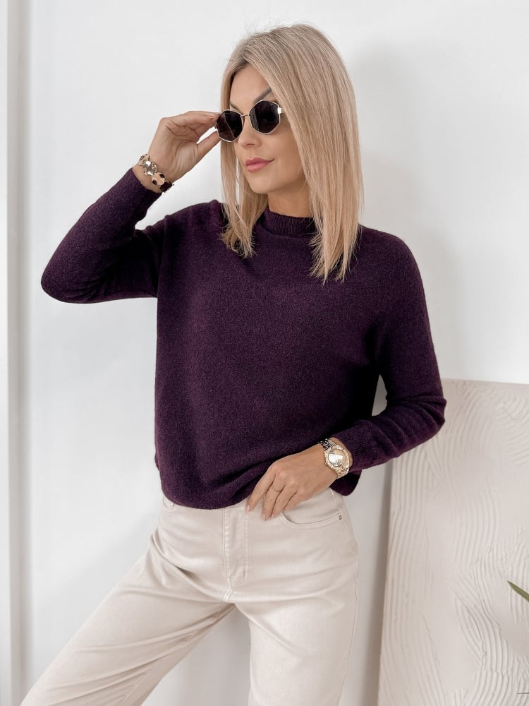 SWETER HARTFIELD CIEMNOFIOLETOWY