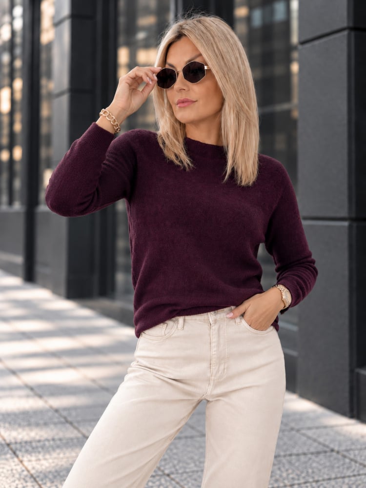 SWETER HARTFIELD CIEMNOFIOLETOWY