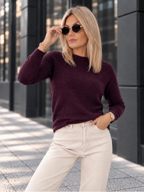 SWETER HARTFIELD CIEMNOFIOLETOWY