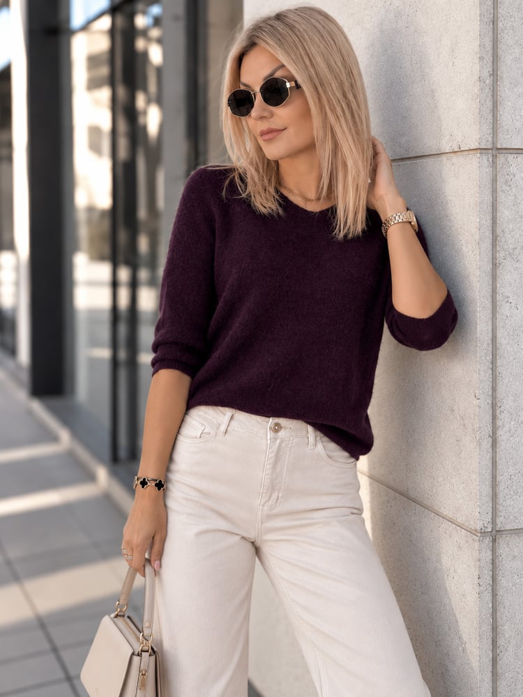 SWETER VERONA CIEMNOFIOLETOWY