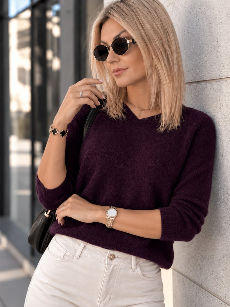 SWETER VERONA CIEMNOFIOLETOWY