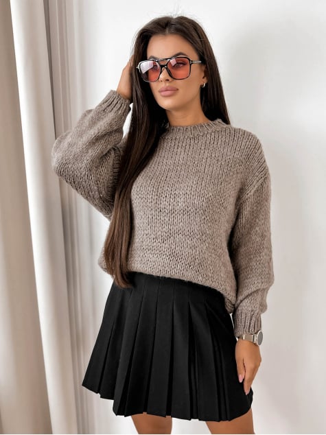 SWETER VENGER CIEMNOBEŻOWY