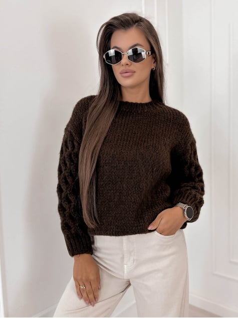 SWETER ANSEN CZEKOLADOWY