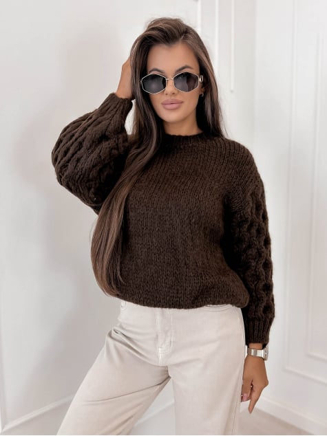 SWETER ANSEN CZEKOLADOWY