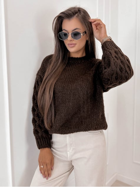 SWETER ANSEN CZEKOLADOWY