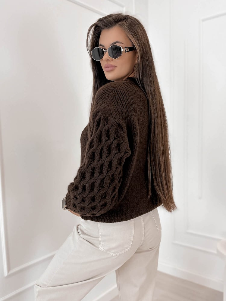 SWETER ANSEN CZEKOLADOWY