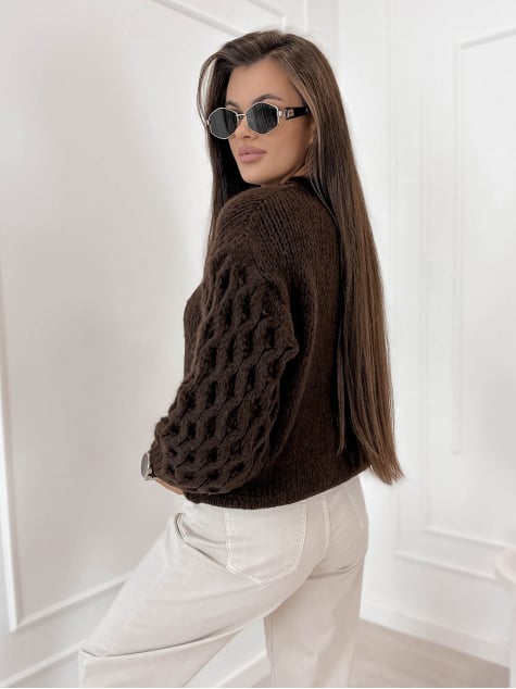 SWETER ANSEN CZEKOLADOWY