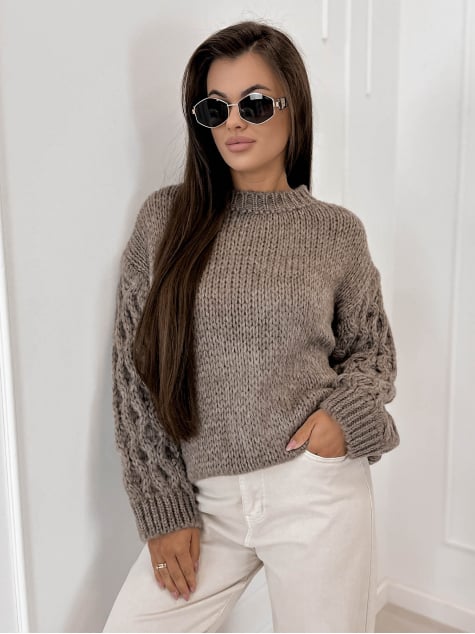SWETER ANSEN JASNOBRĄZOWY