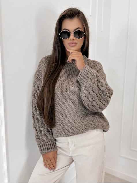 SWETER ANSEN JASNOBRĄZOWY