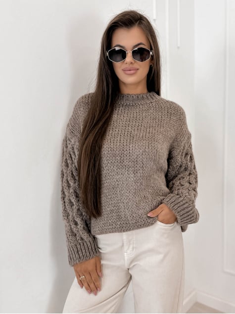 SWETER ANSEN JASNOBRĄZOWY