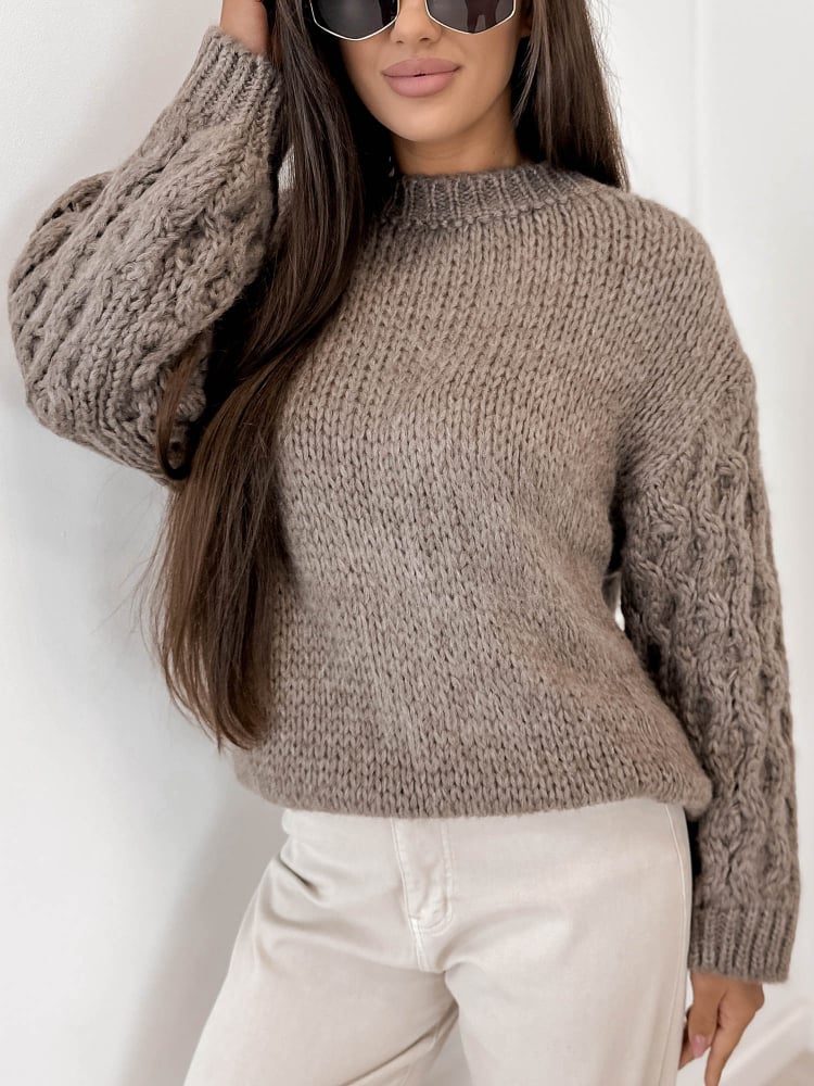 SWETER ANSEN JASNOBRĄZOWY