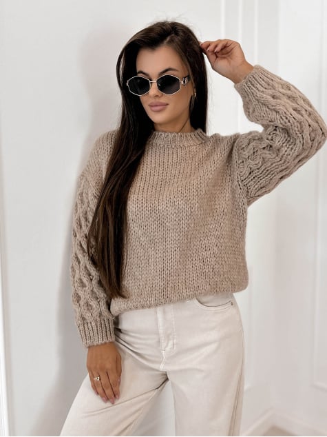 SWETER ANSEN CIEMNOBEŻOWY