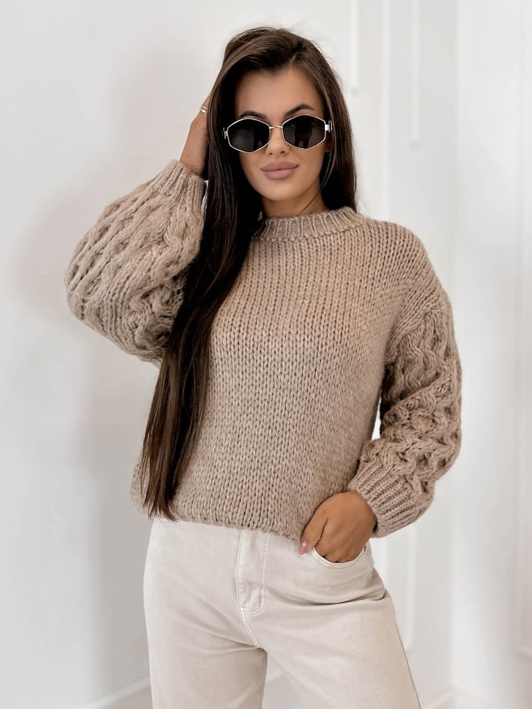 SWETER ANSEN CIEMNOBEŻOWY