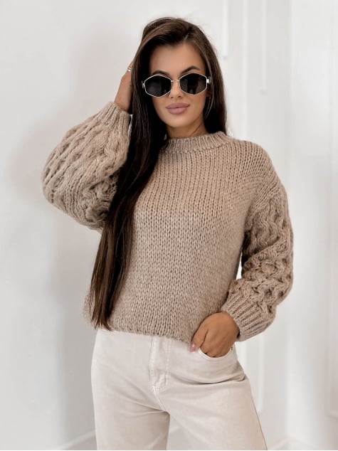 SWETER ANSEN CIEMNOBEŻOWY