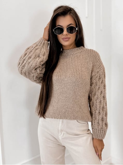SWETER ANSEN CIEMNOBEŻOWY