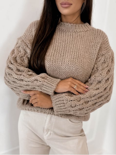 SWETER ANSEN CIEMNOBEŻOWY