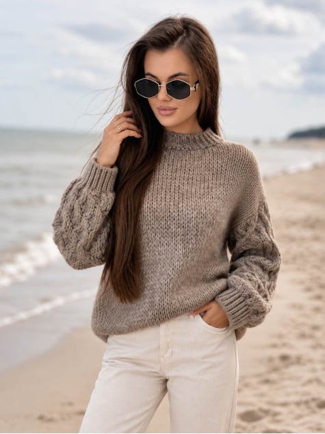 SWETER ANSEN JASNOBRĄZOWY