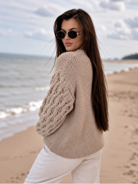 SWETER ANSEN CIEMNOBEŻOWY