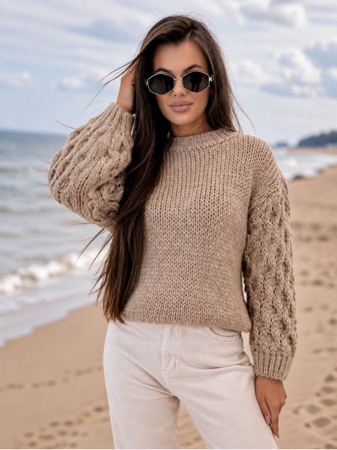SWETER ANSEN CIEMNOBEŻOWY