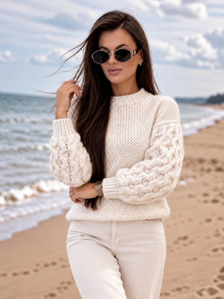 SWETER ANSEN BEŻOWY