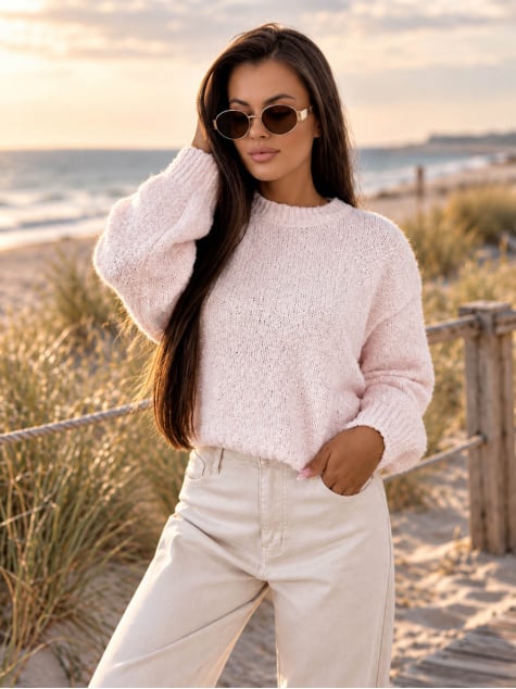 SWETER SEYONE PUDROWY RÓŻ