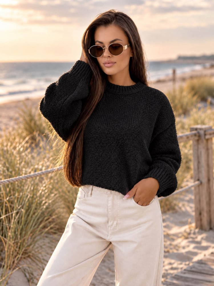 SWETER SEYONE CZARNY