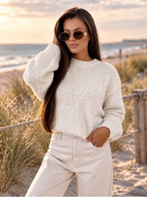 SWETER SEYONE BEŻOWY