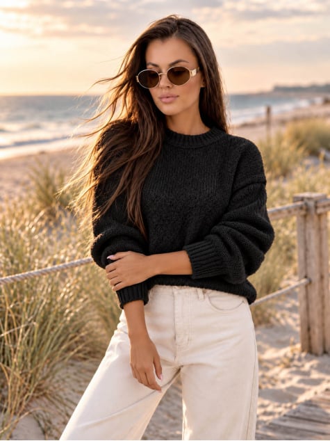 SWETER SEYONE CZARNY