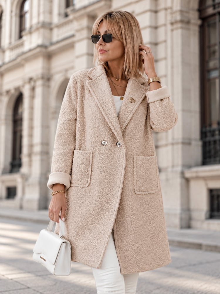 PŁASZCZ BOUCLE MELINDA BEŻOWY
