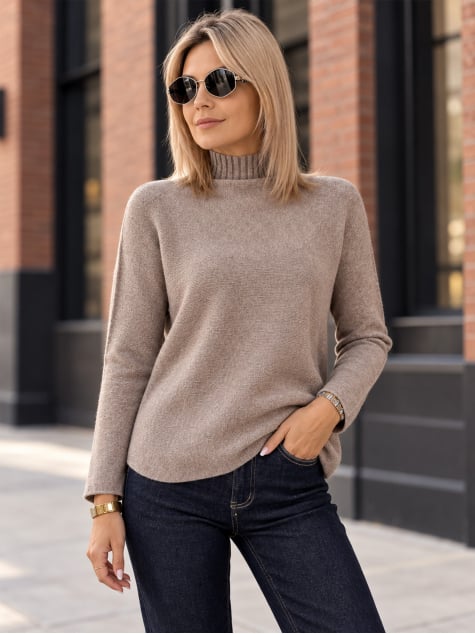 SWETER HALDIR CIEMNOBEŻOWY