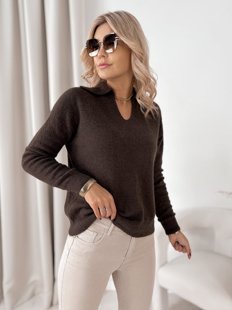 SWETER ASARE BRĄZOWY