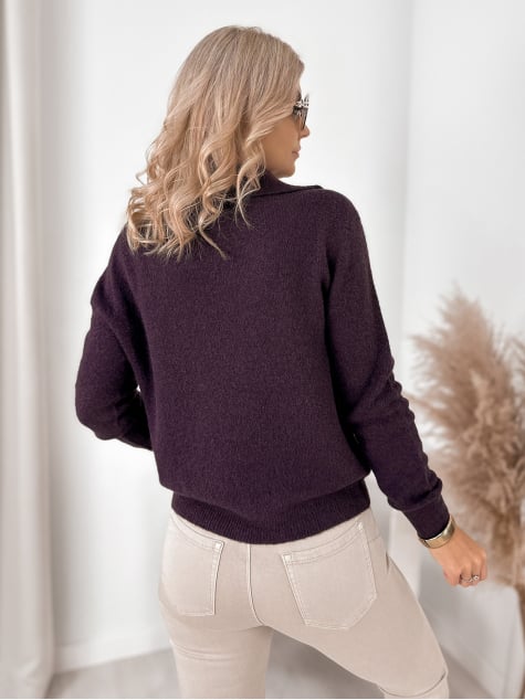 SWETER ASARE CIEMNOFIOLETOWY