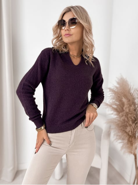 SWETER ASARE CIEMNOFIOLETOWY