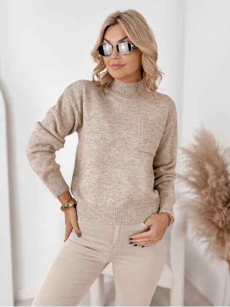 SWETER NAVARE CIEMNOBEŻOWY