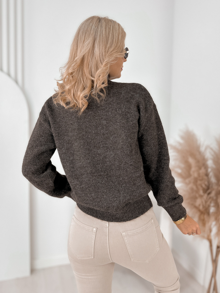 SWETER NAVARE BRĄZOWY