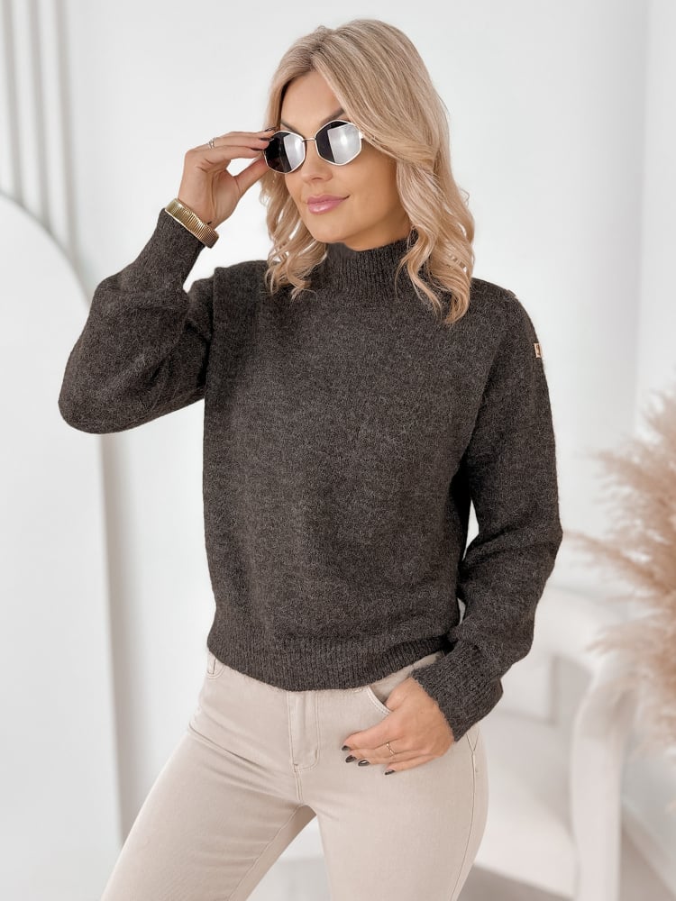 SWETER NAVARE BRĄZOWY