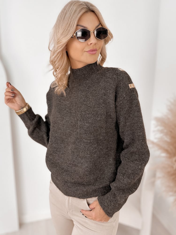 SWETER NAVARE BRĄZOWY