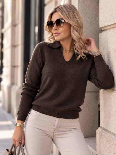 SWETER ASARE BRĄZOWY