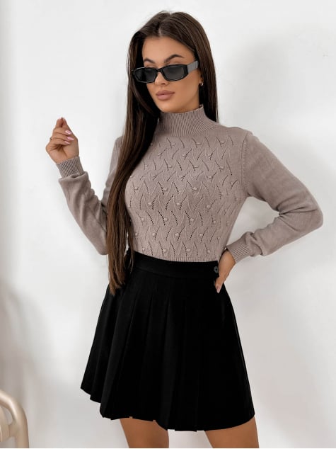 SWETER IVRY CIEMNOBEŻOWY