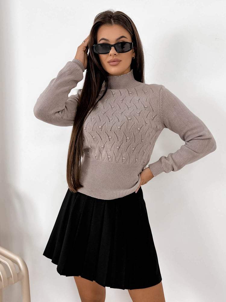 SWETER IVRY CIEMNOBEŻOWY