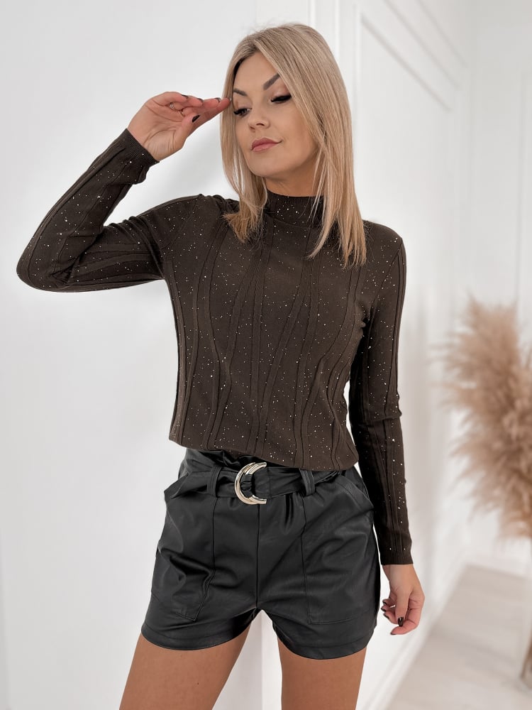 SWETER VENDOS BRĄZOWY