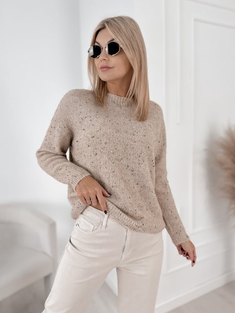 SWETER LOSHE BEŻOWY