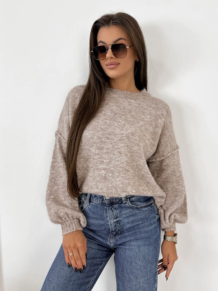 SWETER AURAY CIEMNOBEŻOWY