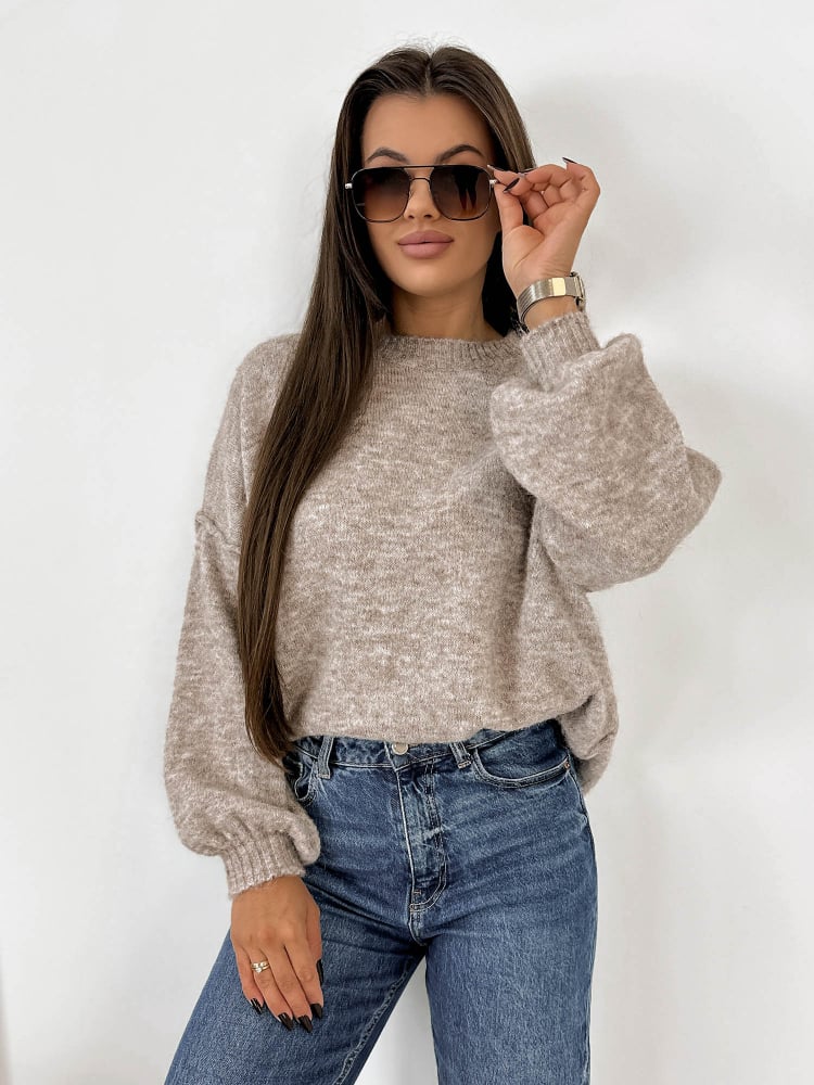 SWETER AURAY CIEMNOBEŻOWY