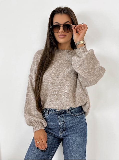 SWETER AURAY CIEMNOBEŻOWY