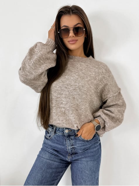SWETER AURAY CIEMNOBEŻOWY