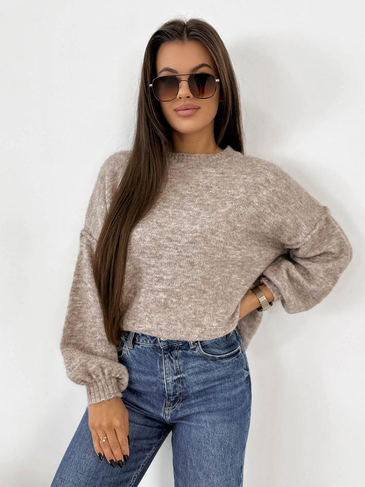 SWETER AURAY CIEMNOBEŻOWY